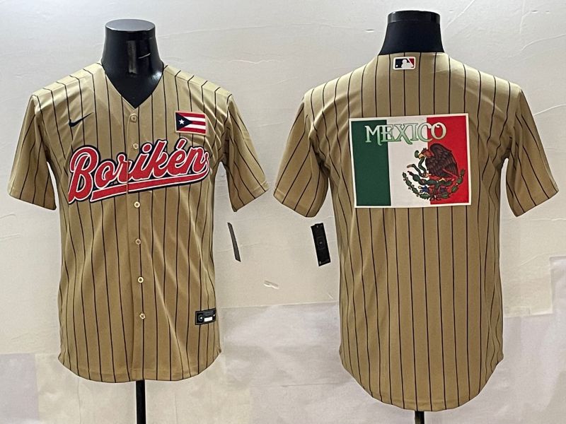 Men Puerto Rico Blank Brown Stripe Joint Name 2025 Nike MLB Jersey style 9